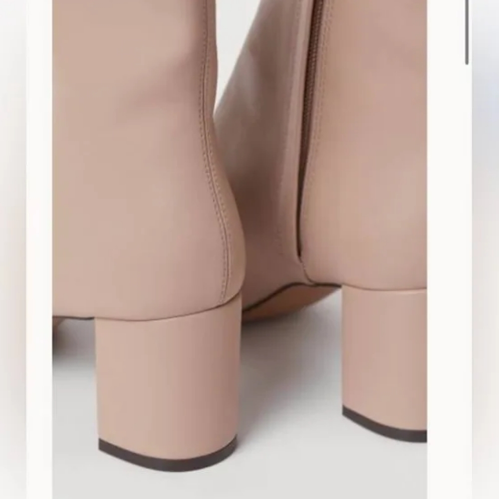 H&M PREMIUM SELECTION BEIGE/CREAM COLORED LEATHER ANKLE BOOTS - Picture 5 of 15